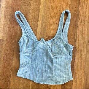 Urban Outfitters Bustier Cropped Tank Top Size Small Light Sage Green Sea Blue
